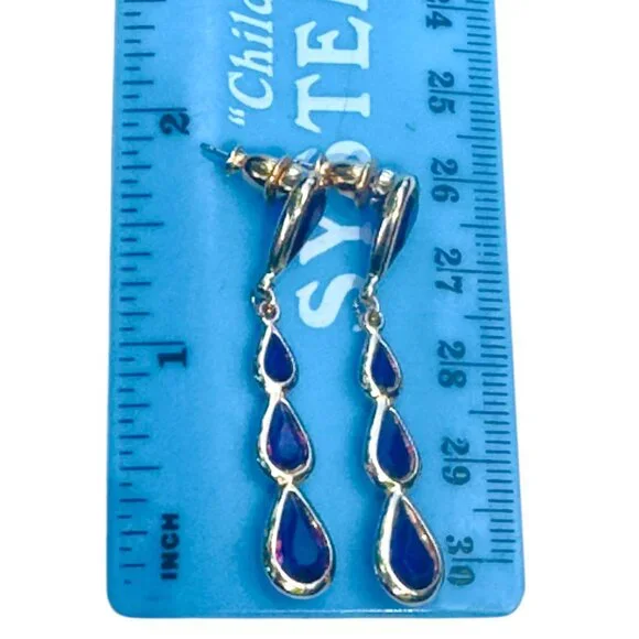 Monet Amethyst Quadruple Teardrop Dangle Earrings With Gold Setting Vintage - Picture 3 of 11